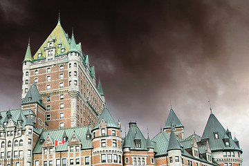 Image showing View of old Quebec and the Chateau Frontenac with Dramatic Sky, 