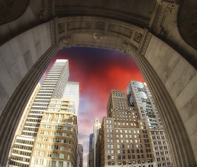 Image showing Skyscrapers and Dramatic Sky