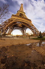 Image showing Beautiful photo of the Eiffel tower in Paris with gorgeous sky c