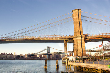 Image showing Architectural Detail of Brooklyn Bridge in New York City