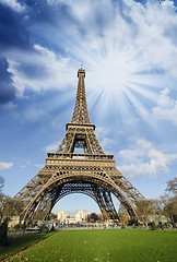 Image showing Clouds and Sky Colors above Eiffel Tower