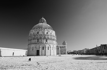 Image showing Piazza dei Miracoli in Pisa after a Snowstorm