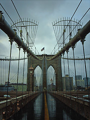 Image showing Brooklyn Bridge Detail in New York