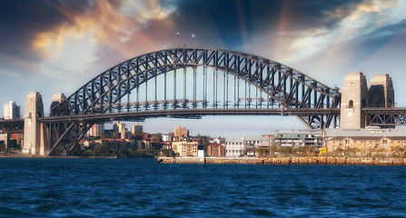 Image showing Dramatic Sky above Sydney Harbour Bridge