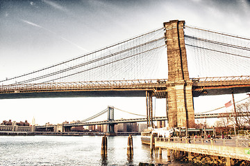 Image showing Architectural Detail of Brooklyn Bridge in New York City