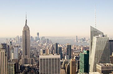 Image showing Urban skyscrapers, New York City skyline. Manhattan