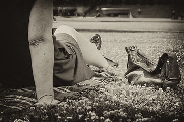 Image showing Woman relaxing in the Park