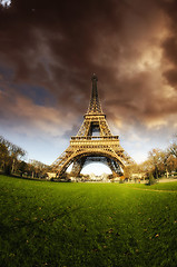 Image showing Bad Weather approaching Eiffel Tower