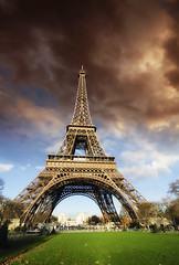 Image showing Bad Weather approaching Eiffel Tower