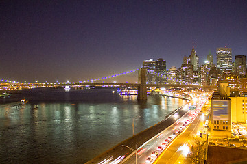 Image showing Bridge of New York City at Sunset, Manhattan