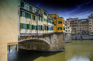 Image showing Side view of Old Bridge - Ponte Vecchio in Florence