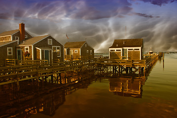Image showing Group of Homes over the Water in Nantucket, U.S.A.