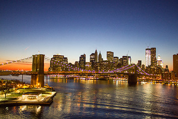 Image showing Bridge of New York City at Sunset, Manhattan