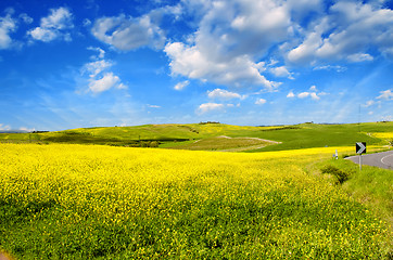 Image showing Countryside Landscape with Fields and Meadows