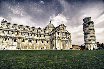 Image showing Piazza dei miracoli, with the Basilica and the leaning Tower, Pi