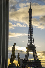 Image showing Dramatic Sky Colors above Eiffel Tower in Paris