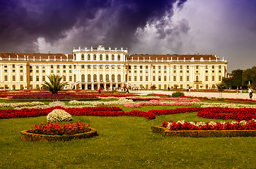 Image showing Park Garden and Flowers with Ancient Building