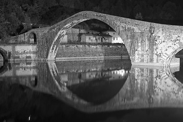 Image showing Devils Bridge at Night in Lucca, Italy