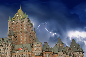 Image showing View of old Quebec and the Chateau Frontenac with Dramatic Sky, 