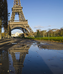 Image showing View of Famous Eiffel Tower from Champs de Mars