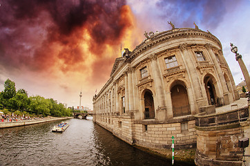 Image showing Buildings along Spree River in Berlin beside the Bodemuseum 