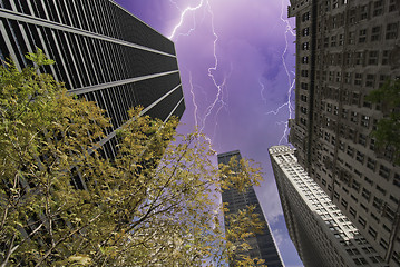 Image showing Storm over New York City Skyscrapers