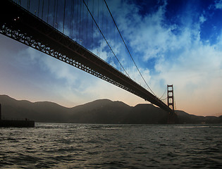 Image showing San Francisco Golden Gate Bridge Silhouette at Sunset