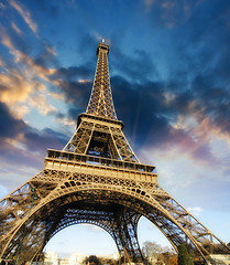 Image showing Beautiful photo of the Eiffel tower in Paris with gorgeous sky c