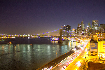 Image showing Bridge of New York City at Sunset, Manhattan