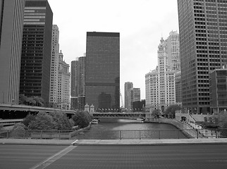 Image showing Dramatic Black and White view of Chicago Buildings