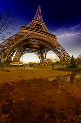 Image showing Storm and Lightnings above Eiffel Tower