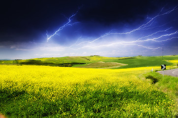 Image showing Countryside Landscape with Fields and Meadows