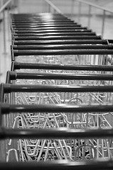 Image showing Row of Shopping Carts in a Mall