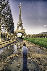 Image showing Colors of Eiffel Tower in Winter