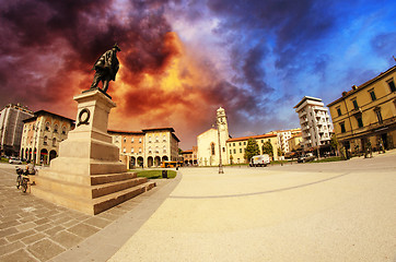 Image showing Dramatic Sky above Piazza Vittorio Emanuele in Pisa