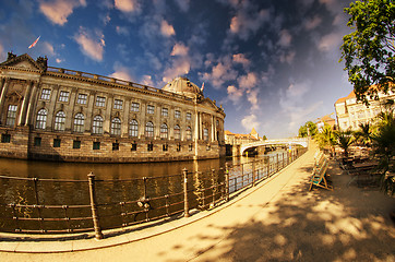 Image showing Buildings along Spree River in Berlin beside the Bodemuseum 