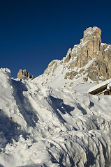 Image showing Snowy Landscape of Dolomites Mountains during Winter