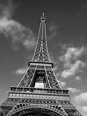 Image showing Black and White view of Eiffel Tower in Paris