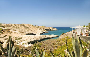 Image showing  limestone beach  white house architecture Mediterranean Sea Mil