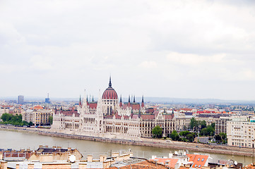 Image showing House of Parliament building cityscape of Danube River dividing 