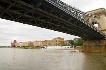 Image showing  Parliament building cityscape of Danube River dividing Buda and