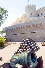 Image showing cannon and cannonballs  The Prince's Palace of Monaco in Monte C