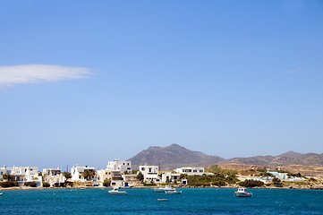 Image showing harbor with boats cyclades architecture Pollonia Milos Greek Isl