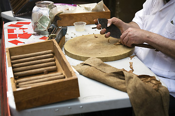 Image showing Rolling cigars