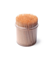 Image showing Toothpicks in a jar isolated on white background