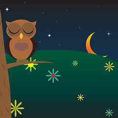 Image showing owl sleeps in a tree