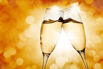 Image showing Two elegant champagne glasses 