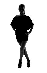 Image showing stylish silhouette of caucasian woman posin