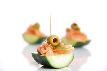 Image showing appetizers with salmon