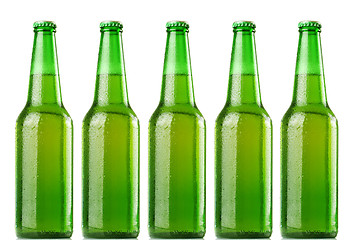 Image showing Green beer bottles